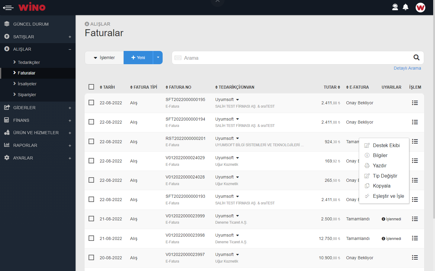 Gelen Faturayı İşleyin