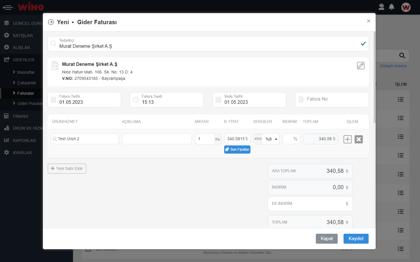 Faturanızı Kaydedin