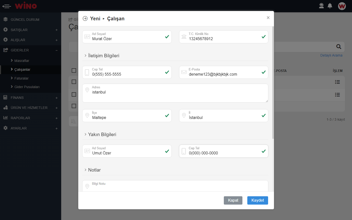 Çalışanlarınızı Kaydedin